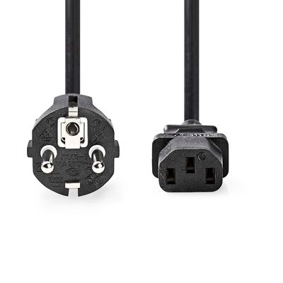 Nedis Stroomkabel | Type F (CEE 7/7) Male | IEC-320-C13 | Recht | Recht | Vernikkeld | 3.00 m | Rond | PVC | Zwart | Label - CEGL10030BK30
