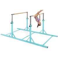 Dubbele Horizontale Stangen voor Kinderen 250 cm Junior Gymnastiekbrug met Hoogteverstelling van 84,5-144,5 cm en 6-Voudige Breedteverstelling