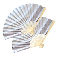Handwaaier/spaanse waaier Marina - 6x - grijs - polyester - 26 cm - verkoeling/zomer