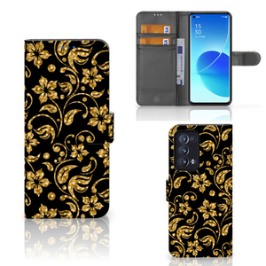 OPPO Reno 6 Pro Plus 5G Hoesje Gouden Bloemen