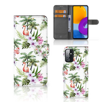 Samsung Galaxy M52 Telefoonhoesje met Pasjes Flamingo Palms - thumbnail