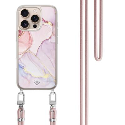iPhone 16 Pro Max hoesje met rosegoud koord - Purple sky