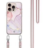 iPhone 16 Pro Max hoesje met rosegoud koord - Purple sky