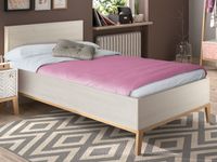 Bed AMIKA 90x190 cm wit kastanjehout - thumbnail