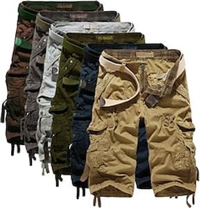 Voor heren Cargoshorts Korte broek Capri broeken Wandelshorts Been trekkoord 6 zak Effen Comfort Buiten Dagelijks Uitgaan Katoenmix Modieus Streetwear Wijn Leger Groen Lightinthebox