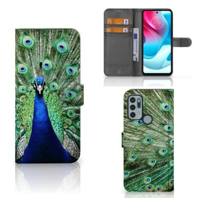 Motorola Moto G60s | Telefoonhoesje | Met pasjeshouder | Pauw