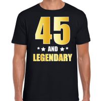 45 and legendary verjaardag cadeau t-shirt goud 45 jaar zwart voor heren