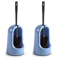 2x stuks toiletborstels/wc-borstels met korenbloem blauwe houder 40 cm - thumbnail