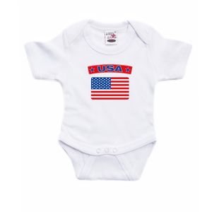 USA / Amerika landen rompertje met vlag wit voor babys 92 (18-24 maanden)  -