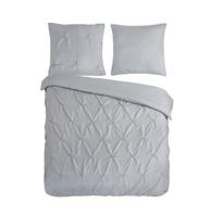 Pure Dekbedovertrek "luxe stiksel plooien" - Zilver - (240x200/220 cm) - Microfiber
