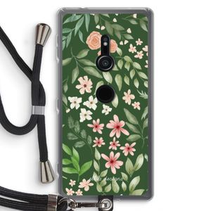 Botanical green sweet flower heaven: Sony Xperia XZ2 Transparant Hoesje met koord