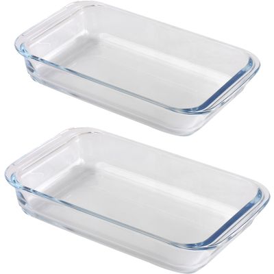 Ovenschaal set 2-delig - rechthoek - glas - 0,8L en 1L Ovenschaal set 2-delig - rechthoek - glas - 0,8L en 1L