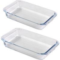 Ovenschaal set 2-delig - rechthoek - glas - 0,8L en 1L