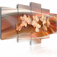 Schilderij - Orchideeën in warme kleuren , 5 luik - thumbnail