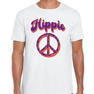 Hippie t-shirt wit voor heren 2XL  -
