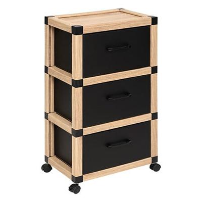 Opbergkast - op wielen - 3 lagen - beige - 46 x 32 x 84 cm - badkamer