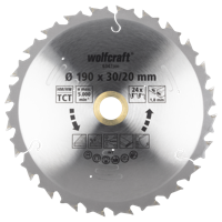 Wolfcraft Handcirkelzaagblad | Voor accu-handcirkelzagen | HM | Ø190 x 30/20mm | 1 stuk - 6347000 - thumbnail