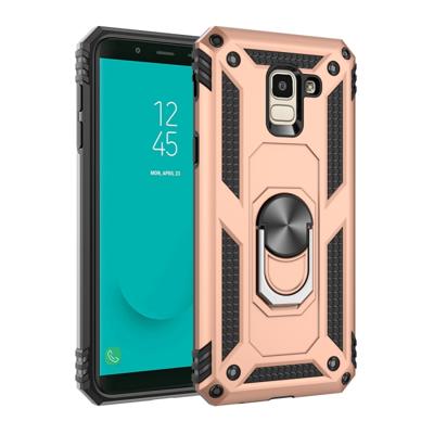 Armor schokbestendig TPU + PC beschermende case voor Galaxy J6 (2018) met 360 graden rotatie houder (goud)