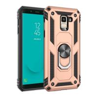 Armor schokbestendig TPU + PC beschermende case voor Galaxy J6 (2018) met 360 graden rotatie houder (goud)