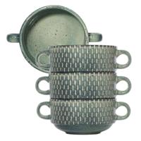 Kommetjes/schaaltjes voor dessert/soep/ontbijt - 4x - Keramiek - D11 x 6 cm - groen print