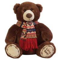 Pluche knuffel beer bruin met sjaal 65 cm   -