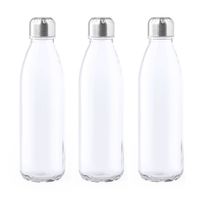 3x Stuks glazen waterfles/drinkfles transparant met Rvs dop 500 ml - thumbnail