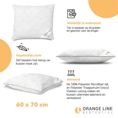 Hoofdkussen Hotel - Visco Traagschuim - Voor Zij - En Rugslapers - Vulling: Flexofill Polyester Traagschuim (Visco) Vlokken - Dekbed-Discounter.nl