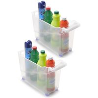 Set van 2x stuks kunststof trolleys transparant op wieltjes L45 x B17 x H29 cm - Opberg trolley