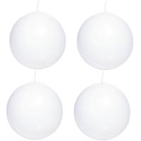 Trend Candles Bolkaars glad - 4x - wit - 7 cm - 16 branduren - ronde kaarsen
