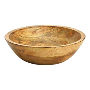 Fruitschaal/fruitmand - serveer schaal - mango hout - D27 x H7 cm - broodmand - bruin