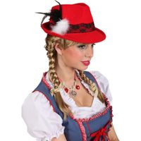 2x stuks rood Tiroler oktoberfest dames hoedje met kant