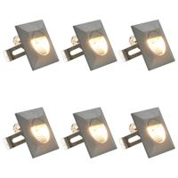 LED-buitenwandlampen 6 st 5 W vierkant zilverkleurig