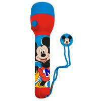 Disney Mickey Mouse kinder zaklamp/leeslamp - blauw/rood - kunststof - 16 x 4 cm   -