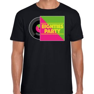 Disco verkleed T-shirt voor heren - 80s party - zwart - jaren 80 feest - carnaval