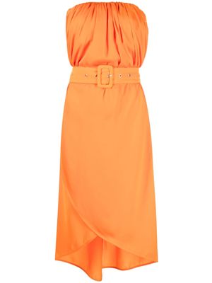 PINKO robe mi-longue à taille ceinturée - Orange