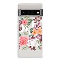 Hello in flowers: Google Pixel 6 Pro Transparant Hoesje