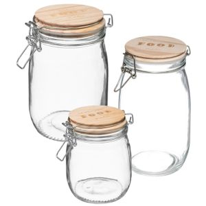 Set van 7x keuken voorraadbussen/potten glas 0.75/1.0/1.5 Liter inhoud