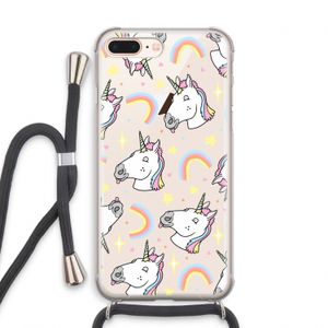 Rainbow Unicorn: iPhone 8 Plus Transparant Hoesje met koord