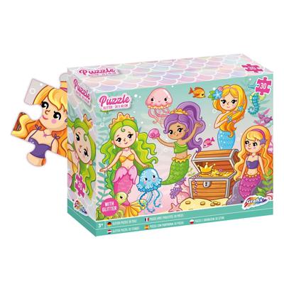 Grafix Glitter puzzel zeemeermin, 30st.
