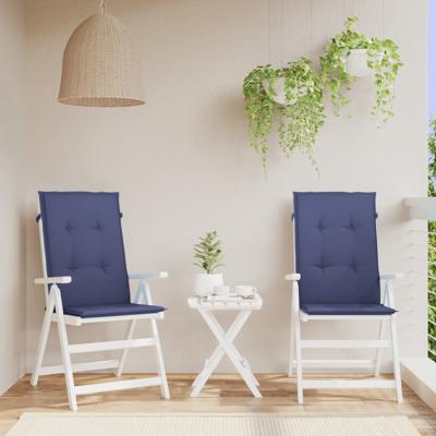 VidaXL Stoelkussens 2 st hoge rug stof marineblauw