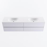 MONDIAZ VICA 180cm badmeubel onderkast Cale 4 lades. Wastafel MOON dubbel 2 kraangaten, kleur Talc.