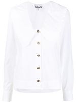 GANNI blouse à col volanté oversize - Blanc