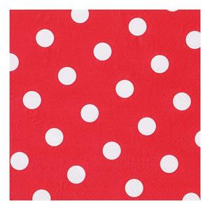 Servetten - rood met witte stippen - 20x st - 40 x 40 cm - feestservetten