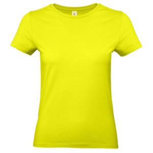 Basic dames t-shirt - neon geel - met ronde hals - katoen