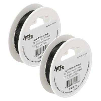 Glorex Hobby Nylon hobby draad - 2x - zwart - 0.25 mm x 50 meter