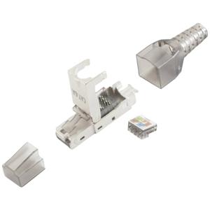 BKL Electronic RJ45-stekker, zonder gereedschap, STP, Cat 6A 10121201 Stekker, recht Aantal polen 8P8C Zilver 1 stuk(s)