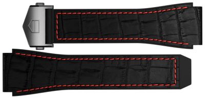 Horlogeband Smartwatch Tag Heuer BT6234 Leder Zwart