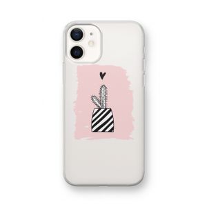 Zwart-wit cactus: iPhone 12 mini Transparant Hoesje