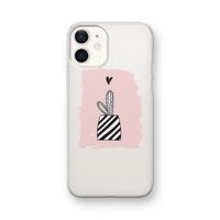 Zwart-wit cactus: iPhone 12 mini Transparant Hoesje