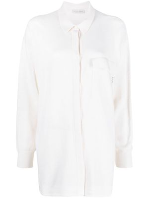 Le Tricot Perugia chemise en maille fine à manches longues - Blanc